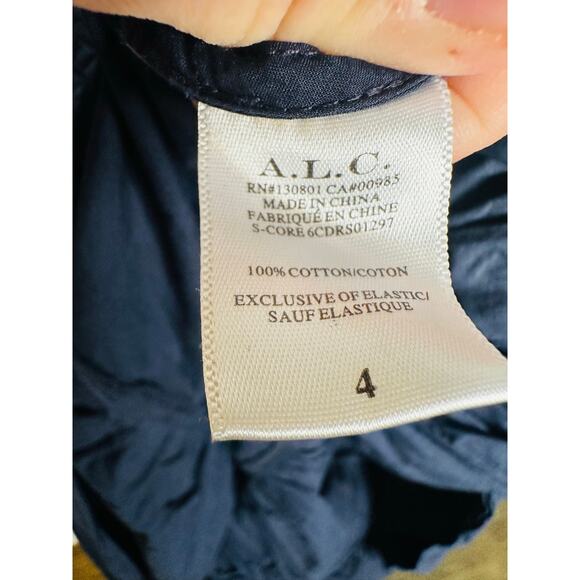 A.L.C. Dark Blue 100% Cotton Sleeveless V-Neck Back Cutout Rhodes Dress Size 4 - Picture 10 of 13